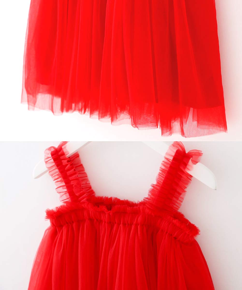 Bgfks Layered Tulle Tutu Dress For Toddler Girls,Baby Girl Rainbow Tutu Princess Skirt Set With Flower Headband.(Red,2T)