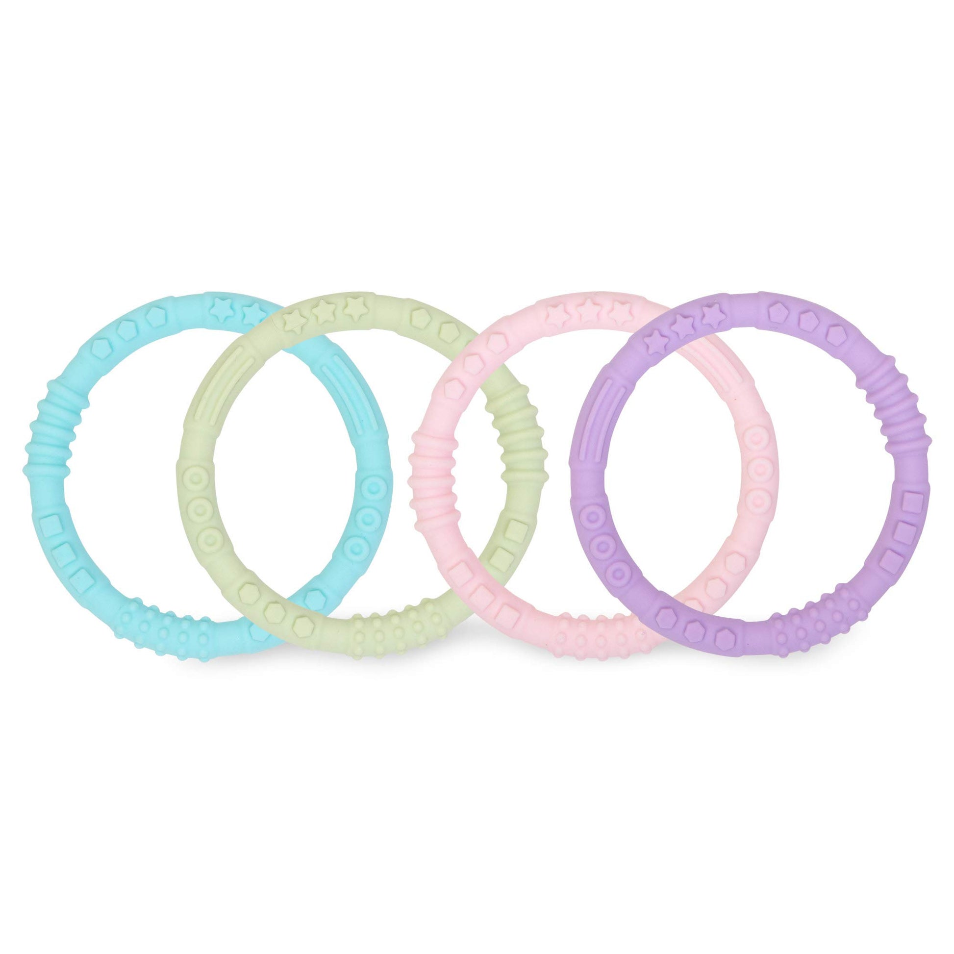 Bumkins Baby Teething Freezer Toy Keys Rings, Soft Flexible Pacifier to Chew, Cool Teether Gum Relief, Babies 3 Months, Freezabl