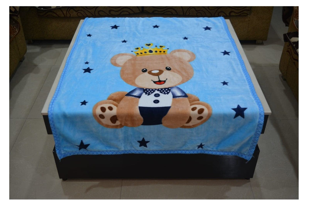 BLESS KRAFT Newborn Ultrasoft Double Layered Printed Wrapper Cum Baby Blanket for Babies (122L x 87W cm, Blue)