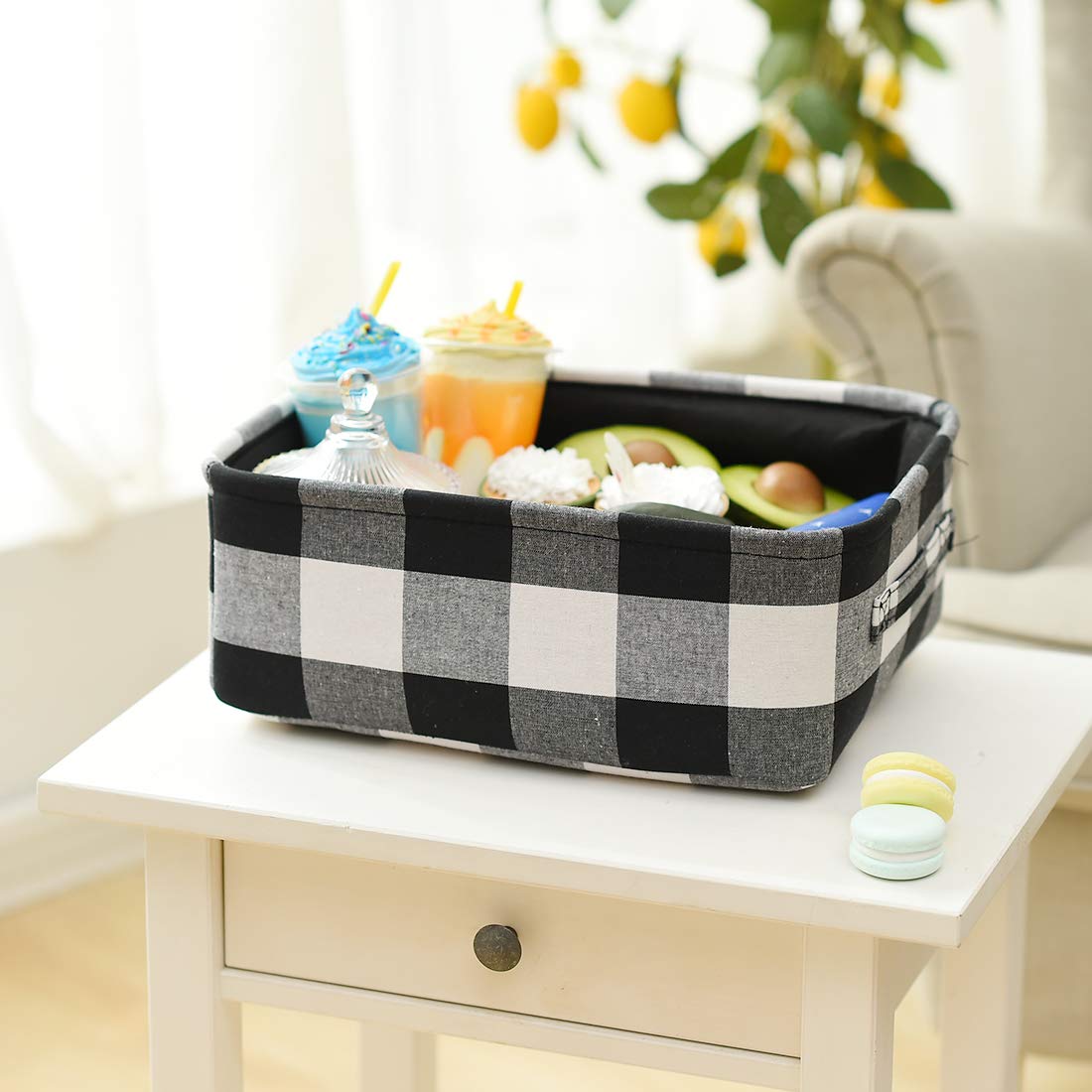 Inough Christmas Buffalo Plaid Storage Basket Low Gifts Baskets Christmas Basket For Kids Collapsible Toy Basket Farmhouse Decor