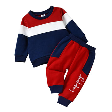 Focici Baby Boy Clothes Infant Fall Long Sleeve Outfits Winter Clothing Sweatshirt Pants 2Pcs Set Red 12-18 Months