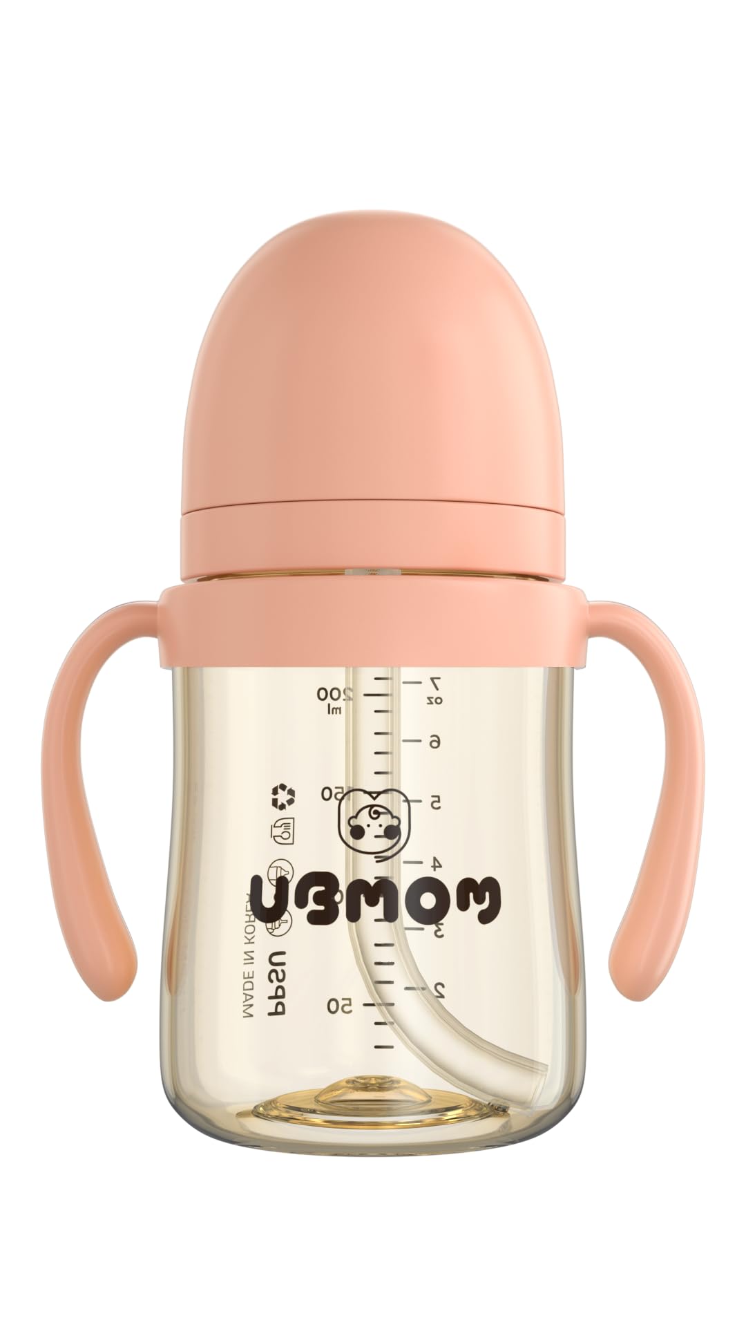 Ubmom No-Spill, Backflow Prevention Sippy Cup With Straw, Ppsu Learner Cup With Handle For Baby And Toddlers, Bpa Free, 6.76Oz (