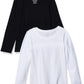 The Children'S Place Baby Girls And Toddler Long Sleeve Basic Layering T-Shirt T Shirt, Black/White 2 Pack, 4T Us