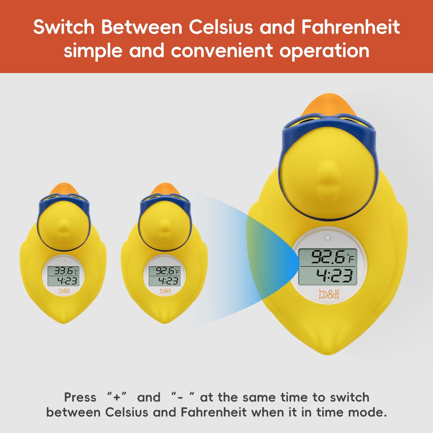 B&H Baby Bath Thermometer And Room Thermometer - Upgraded Sensor, The Infant Tub Water Temperature Thermometer Floating Toy Safe
