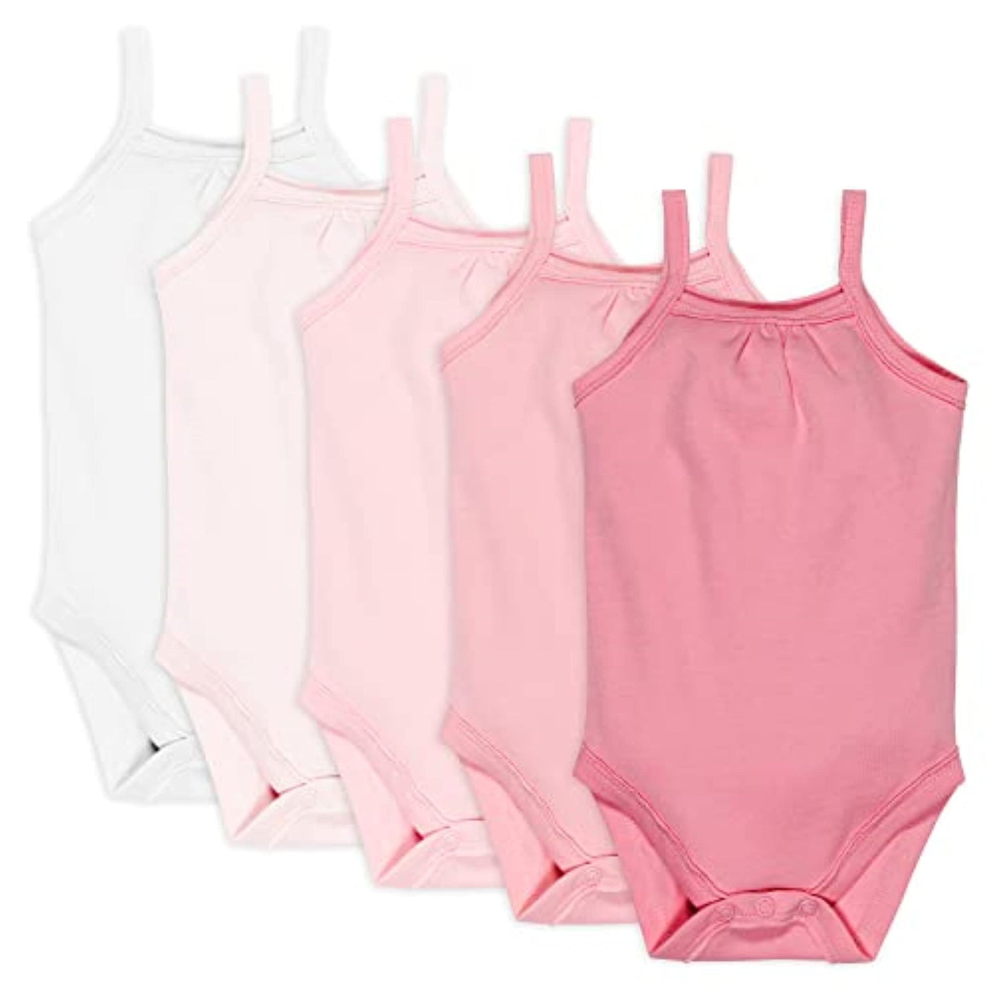 Honestbaby 5-Pack Organic Cotton Cami Bodysuits, Pink Ombre, Preemie