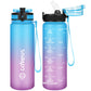 Goppus Kids Water Bottle With Straw Spout Lid 10Pcs Stickers 1217 Oz Leak-Proof Bpa Free Motivational Time Marker Tritan Plastic