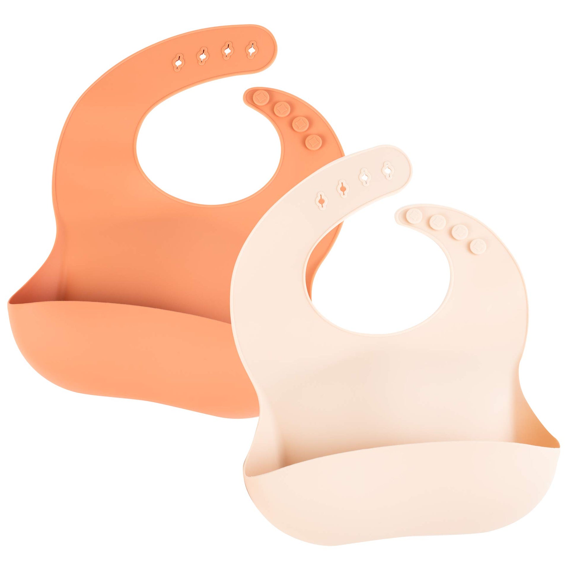The Happy Stork Baby Silicone Bibs With Food Catcher, Adjustable Baby Bibs Set For Baby Girls Boys Infant And Toddlers From 6-36