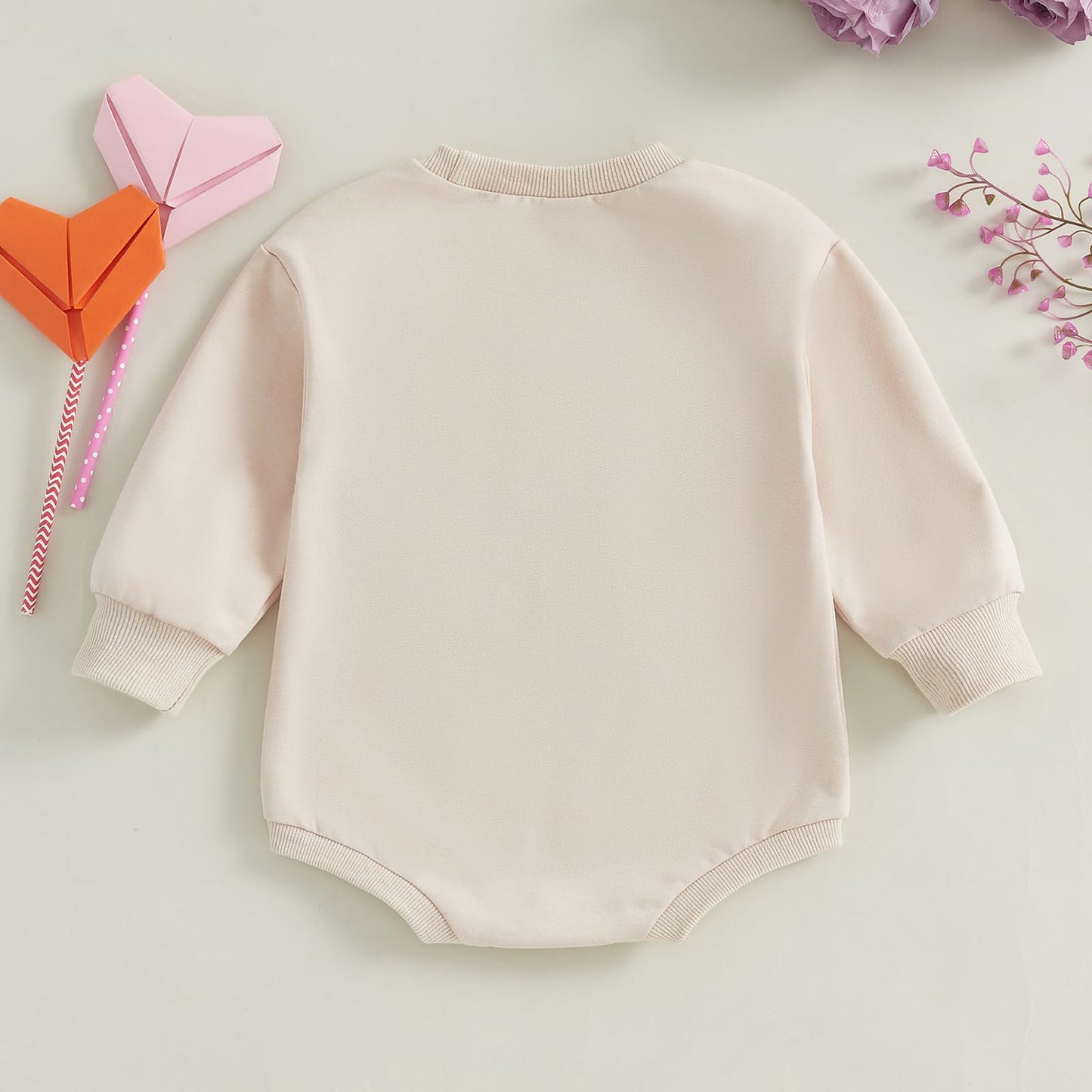 Fiomva Valentines Day Baby Girl Outfit Spring Fall Bubble Romper Infant Oversized Sweatshirt Cute Toddler Sweater Clothes (G Thi