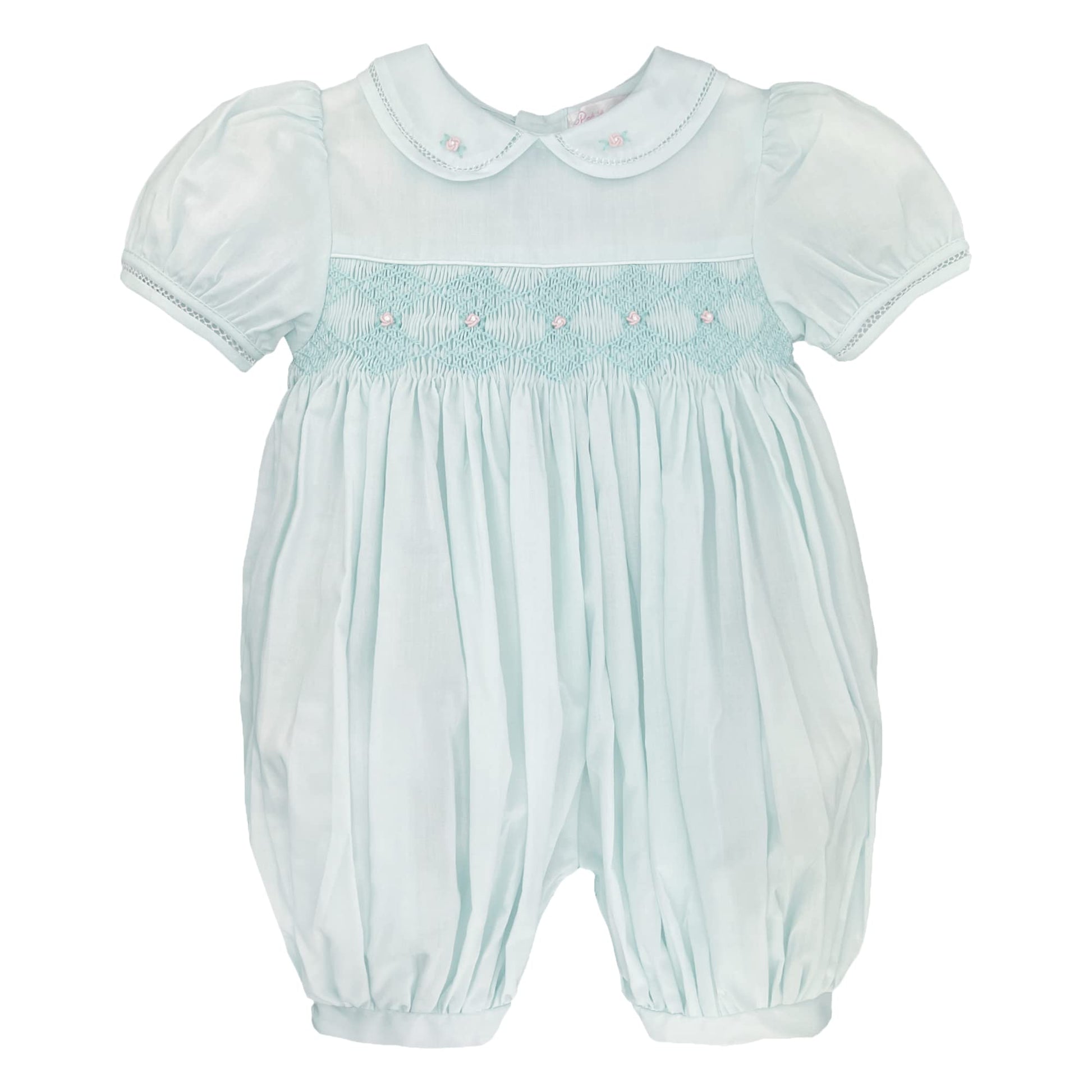 Petit Ami Baby Girls French Bubble With Diamond Smocking, 9 Months, Mint