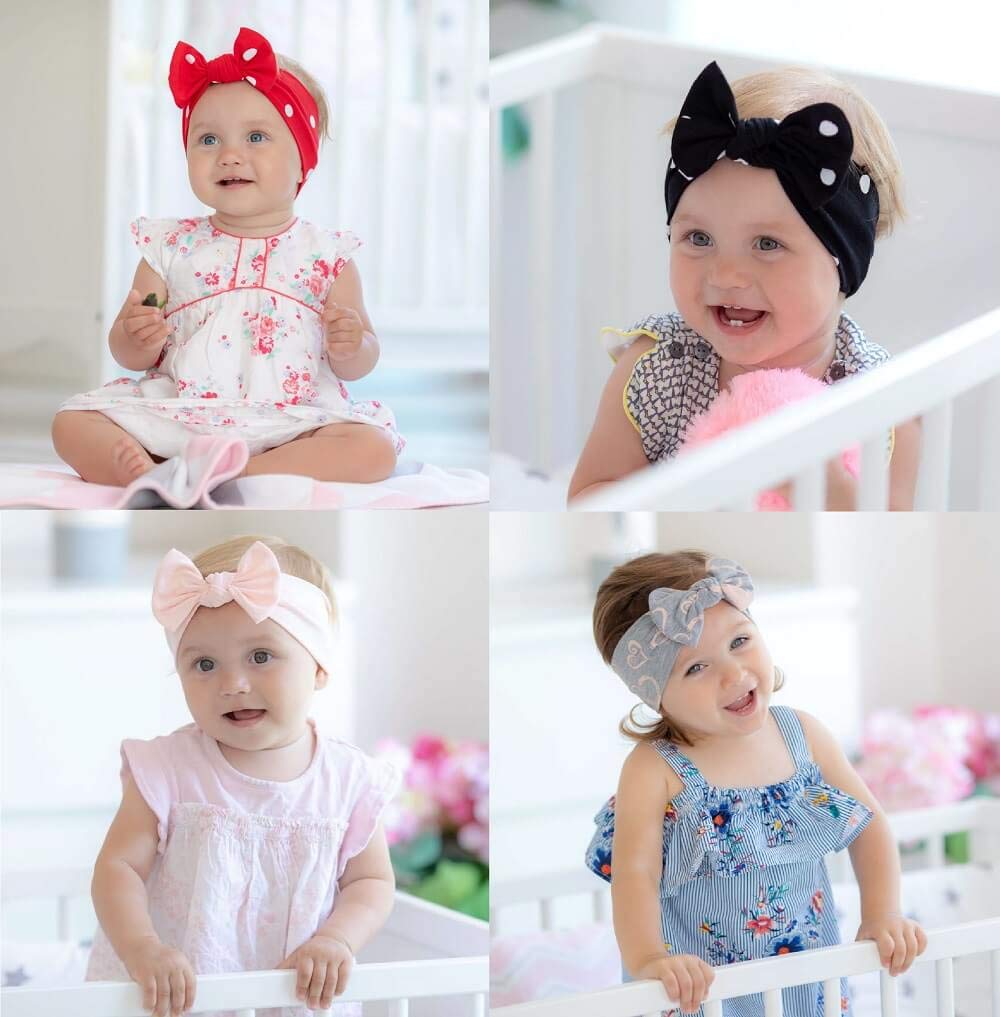 Babygiz Baby Girl Headbands-Infant,Toddler Cotton Handmade Hairbands With Bows Child Hair Accessories (Beige)