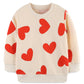 Mrocioa Valentine'S Day Outfit Red Love Heart All-Over Prints Shirt Toddler Girls Sweatshirt Kids Long Sleeve Beige Tops 3T