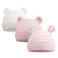 Original Cotton Newborn Hats For Girls Striped Preemie Baby Hats Bear Ears Infant Boys Beanies 0-6 Months (Bear(White+Pink+Pink