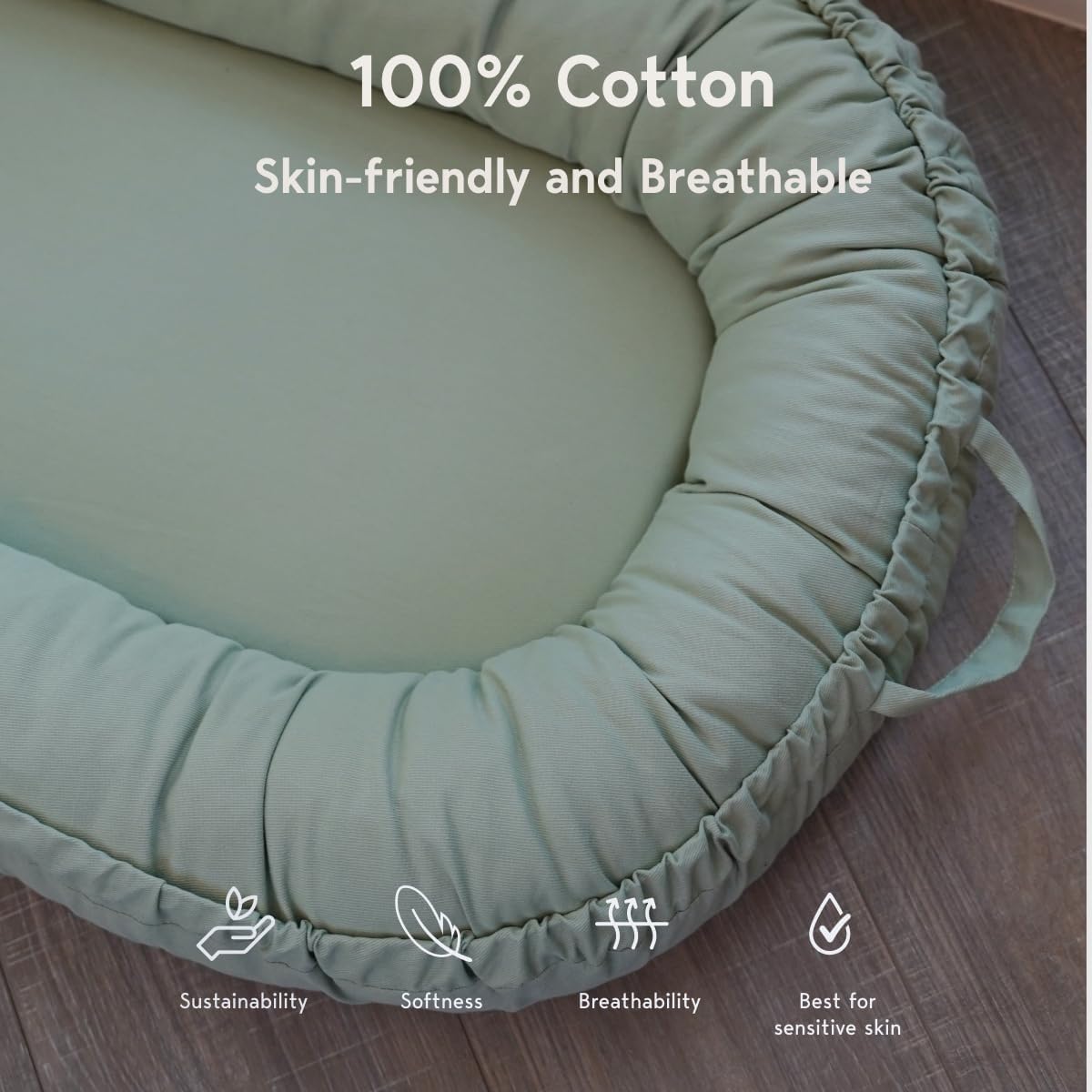 Infant Lounger Cover, 100% Organic Cotton, Newborn Essentials, Baby Gifts | Cover Only (Spring Green)