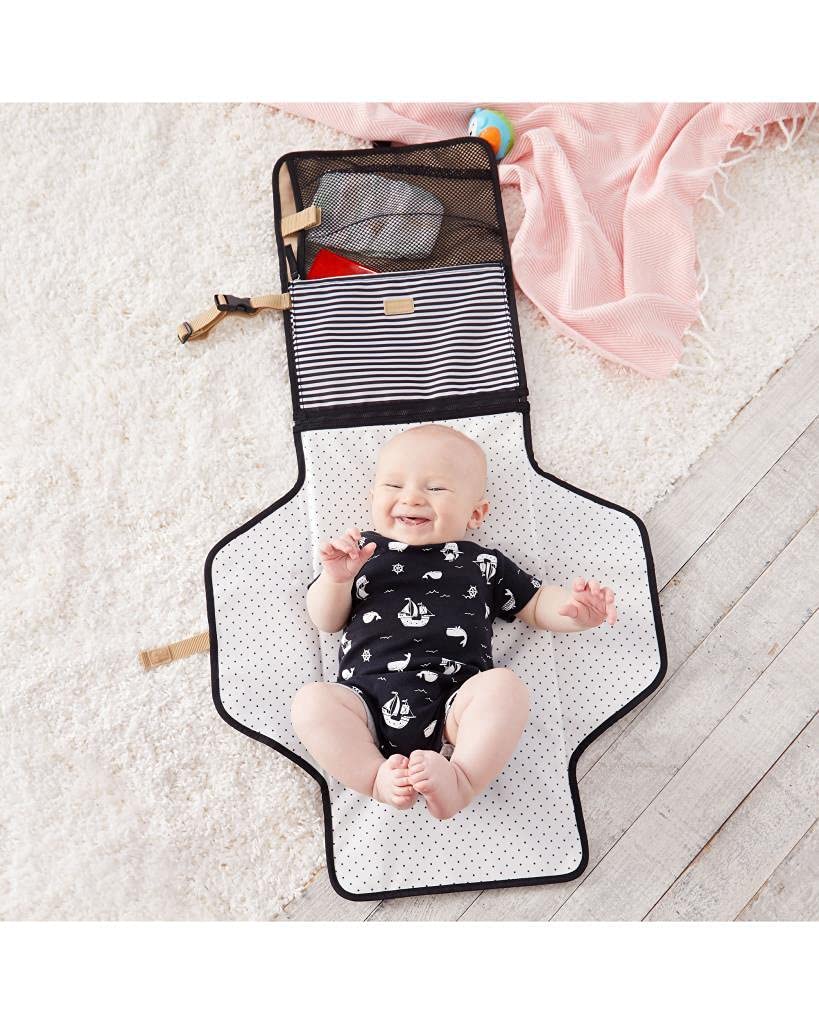 Skip Hop Portable Baby Changing Pad, Pronto, Black & White Stripe