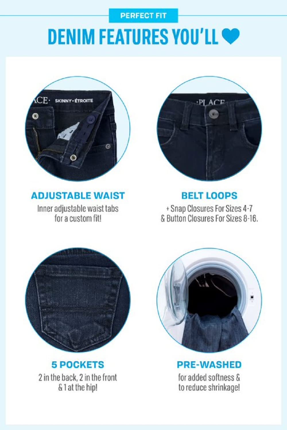 The Children'S Place Baby Boys And Toddler Stretch Straight Leg Jeans, Aged Indigo/Lt Med Stone 2 Pack, 6-9 Months Us