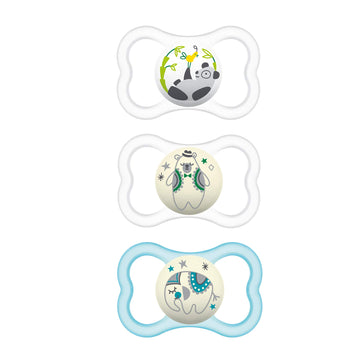 Mam Air Night & Day Baby Pacifier, For Sensitive Skin, Glows In The Dark, 3 Pack, 6-16 Months, Unisex,3 Count (Pack Of 1)