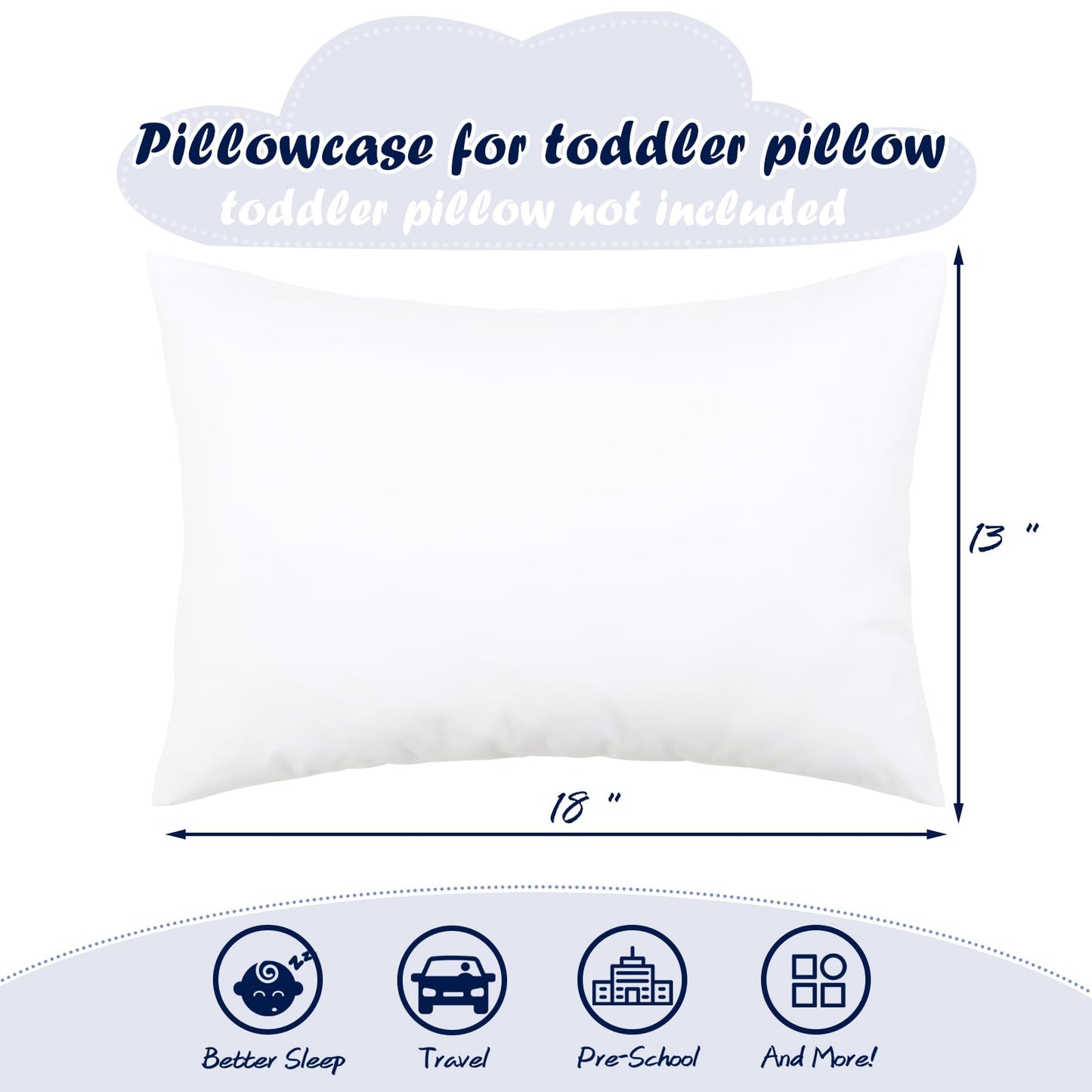 Uomny Toddler Pillowcases For Girls 13X18 12X16 14X19 Baby Pillow Case 2 Pack Small Pillow Covers For Travel Pillow White