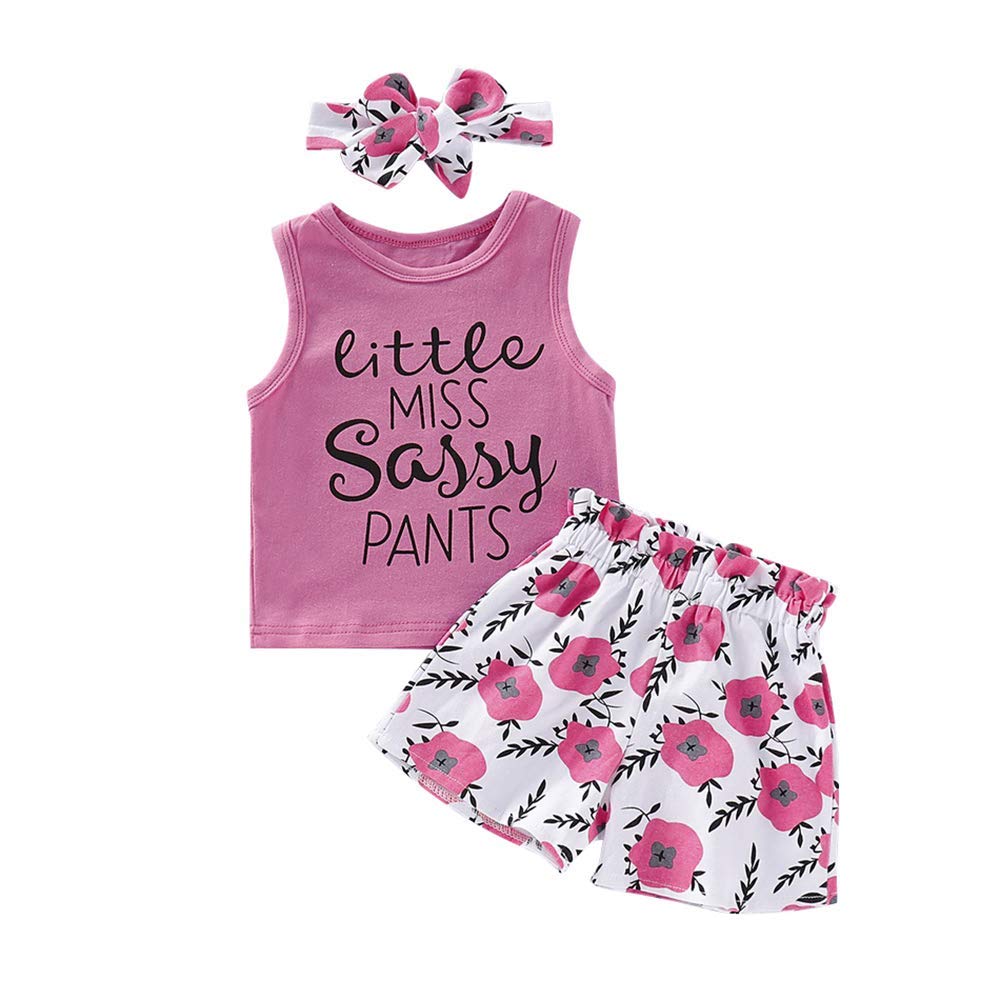 Hipea Toddler Girl Clothes Flower Tops Sleeveless Vest Shorts Headband – Cutebab WBBAPB088LJSRTC