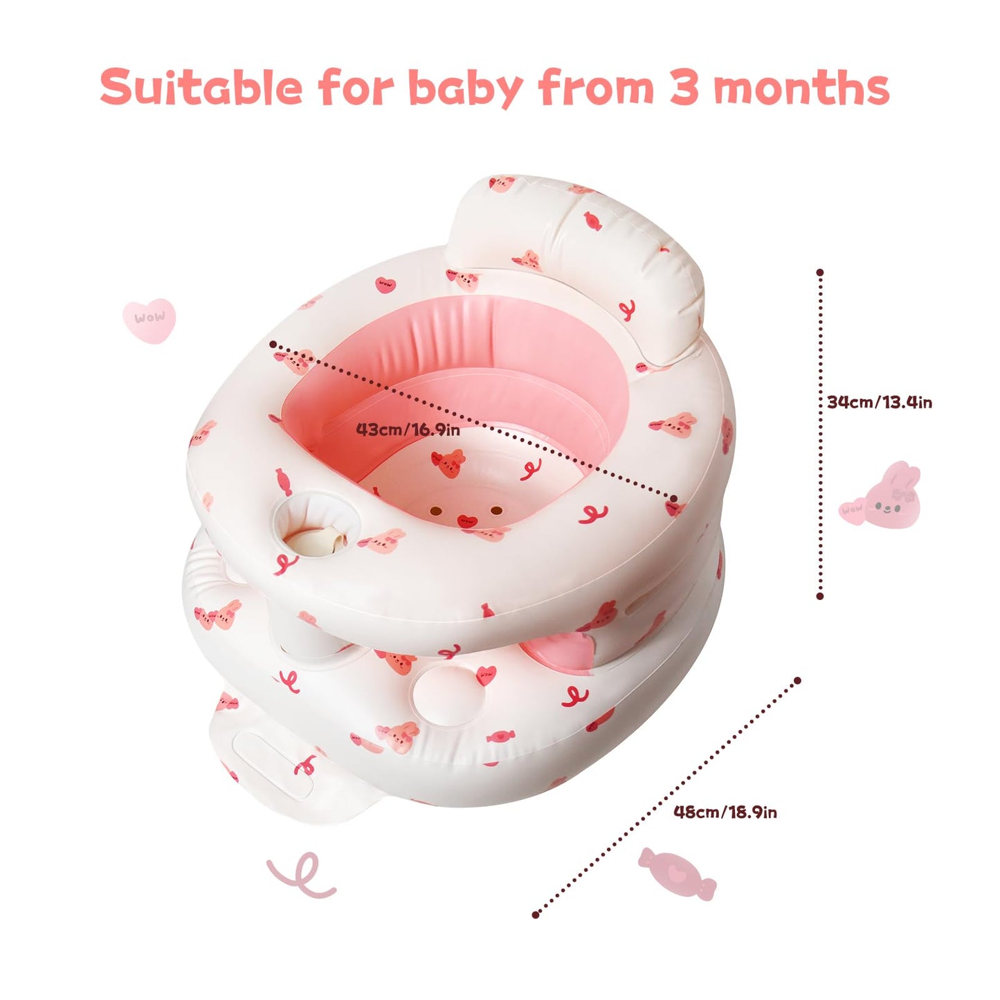Tdtok Upgraded Inflatable Baby Seat For 3 Months And Up, Outdoor Baby Seat With Built-In Air Bump Blow Up Learning Sit With Back
