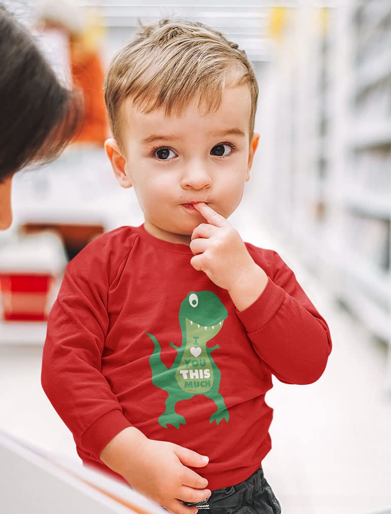 Dinosaur Boys Valentines Shirt Long Sleeve Funny Trex Heart Crusher Valentine Day Toddler Boy Kids T-Shirt 4T Red