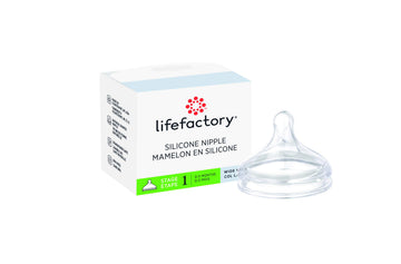 Lifefactory Stage 1 (0-3 Months) Wide Neck Silicone Nipple, 1-Pack, Clear, (LG8616)