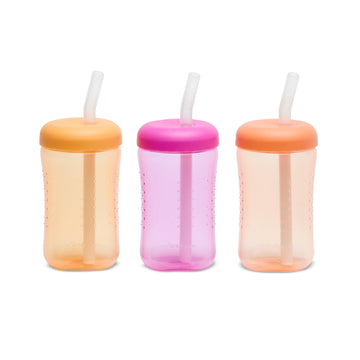 The First Years Squeeze & Sip Toddler Straw Cups - Squeezable Transition Sippy Cup with Silicone Straw - Toddler Feeding Supplie