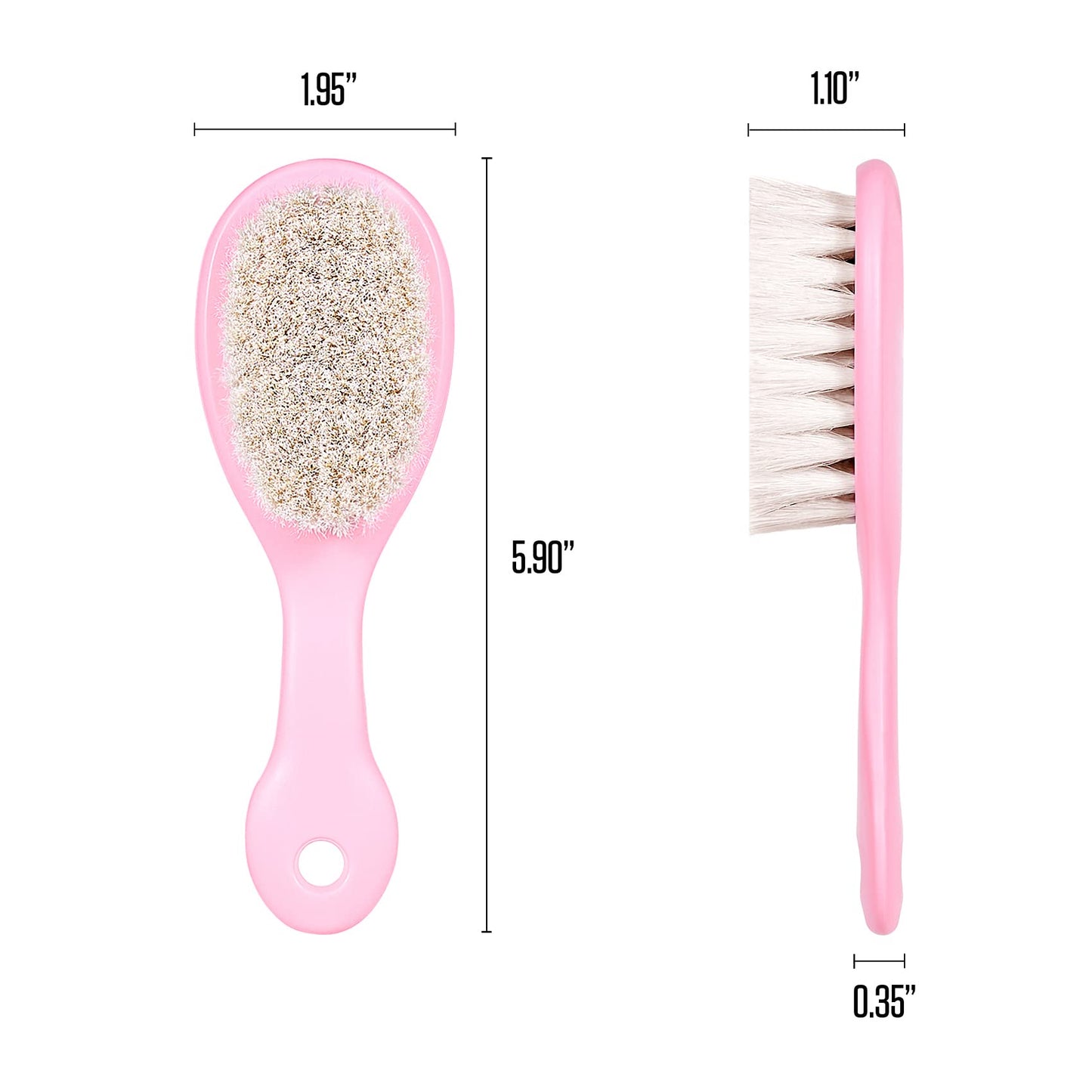 Bradys House - 3 Piece Baby Hair Brush And Comb Set For Newborns And Toddlers (Pink)