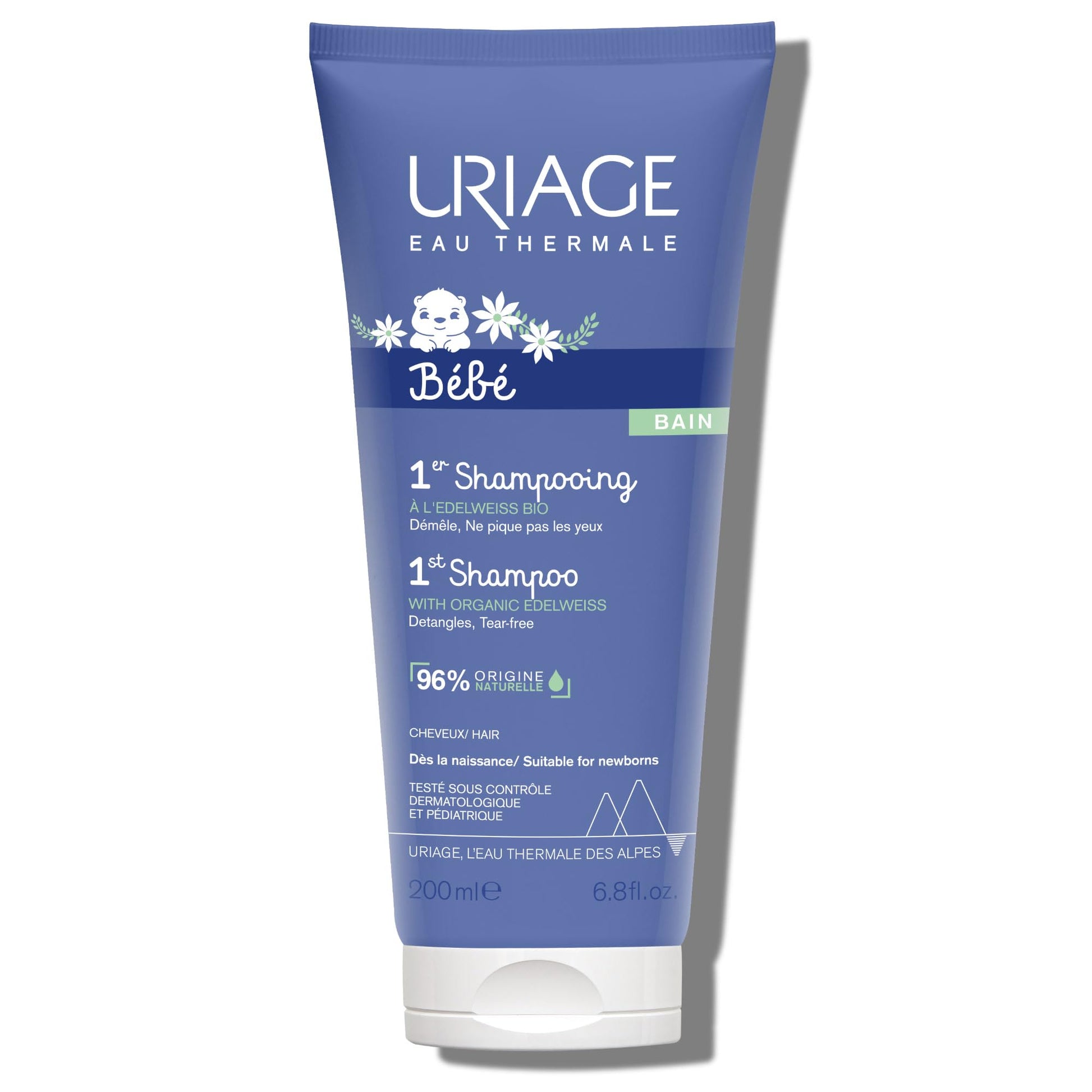 Uriage Baby 1St Shampoo With Organic Edelweiss | Leaves Hair Soft & Supple, 96% Ingredients Of Natural Origin, Tear-Free, Soap-F