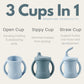 Pandaear Silicone Training Cup, 2 Pack Baby Drinking Sippy Cups With Handles & Straw For Baby And Toddler 6 Months+ (Dark Blue/L