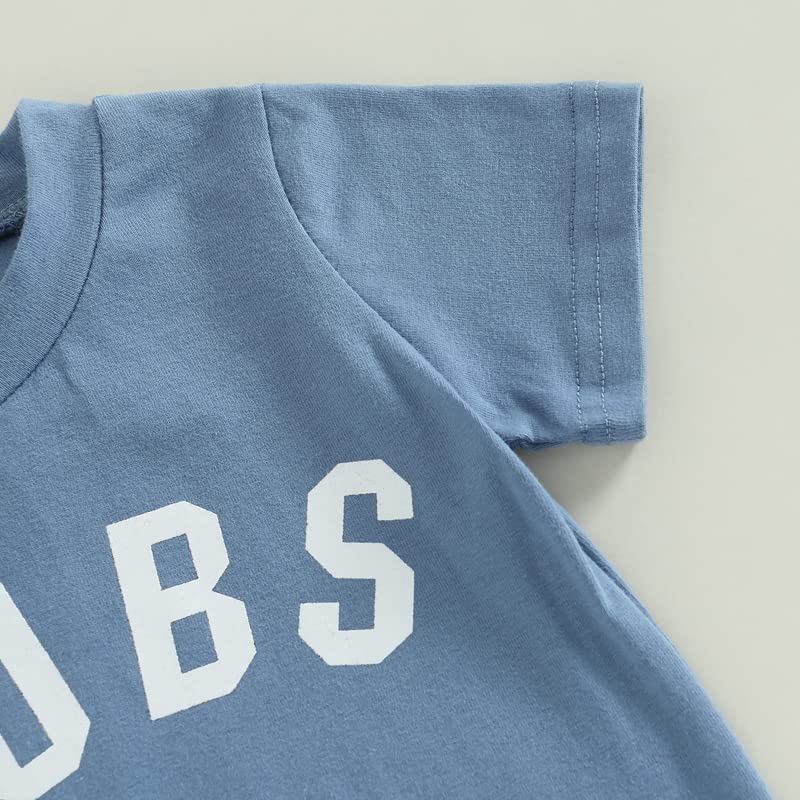 Toddler Baby Boy Clothes Letter Short Sleeve T Shirt Top Boys Shorts With Pocket Cute Summer Outfit 2Pcs Set (A-Blue,2-3T)