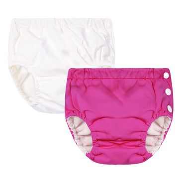 Durio Reusable Diapers Baby Washable Baby Swim Diapers Unisex Infant Swim Diaper Waterproof Baby Swimming Diaper White Rose 6-12