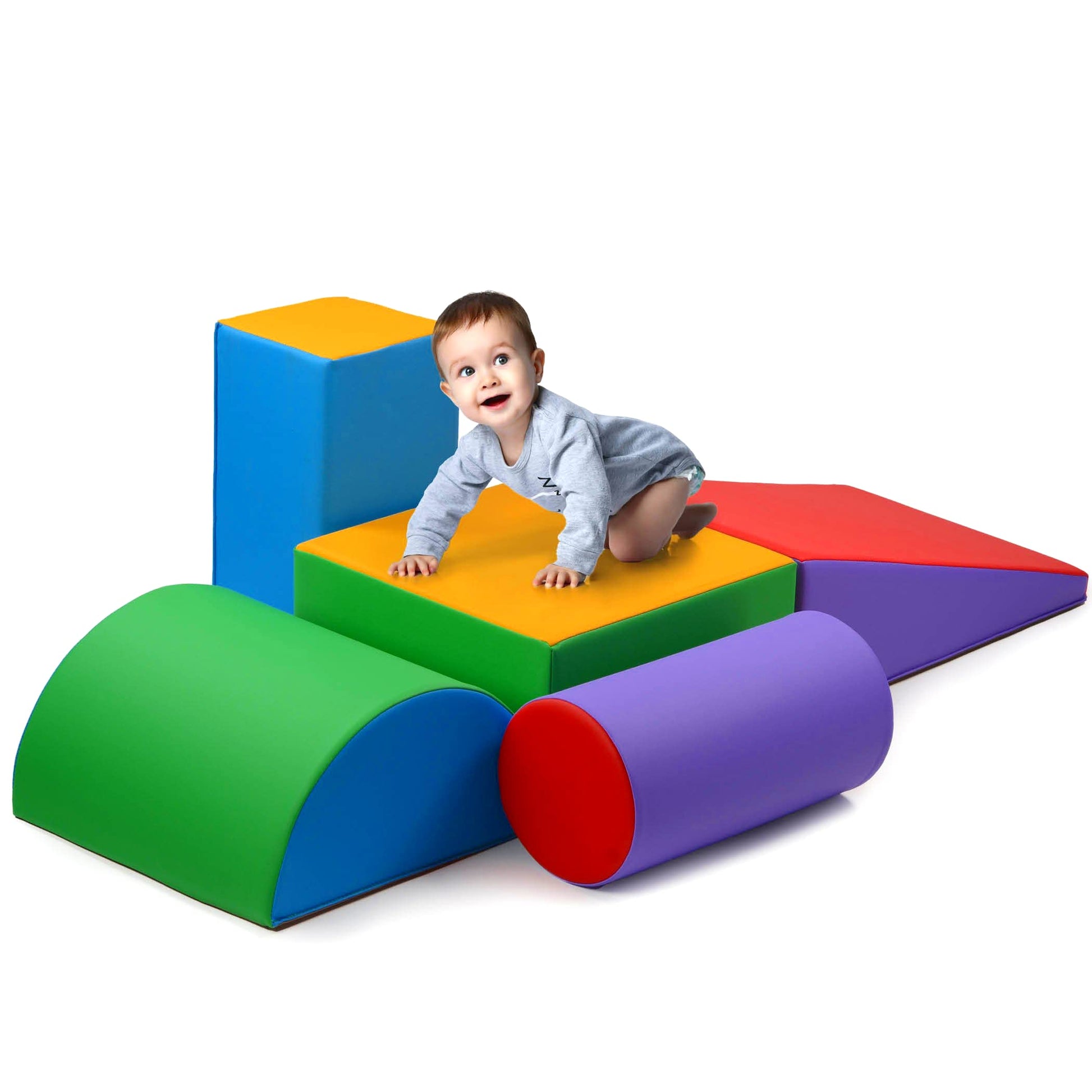 Climb And Crawl Activity Play Set - Climbing Foam Shape Toy For Toddlers 5 Piece Soft Zone Climbing Blocks, Safe Indoor Crawling