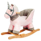 Rock My Baby Rocking Horse with Chair, Pink Unicorn Pony Rocker with Realistic Unicorn Music. Rocking Animal. Wooden Rocking Hor