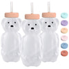 Honey Bear Straw Cups for Babies 3 pack, 8oz honeybear straw cup with improved safety lid design, Straw learning therapy cup. Le