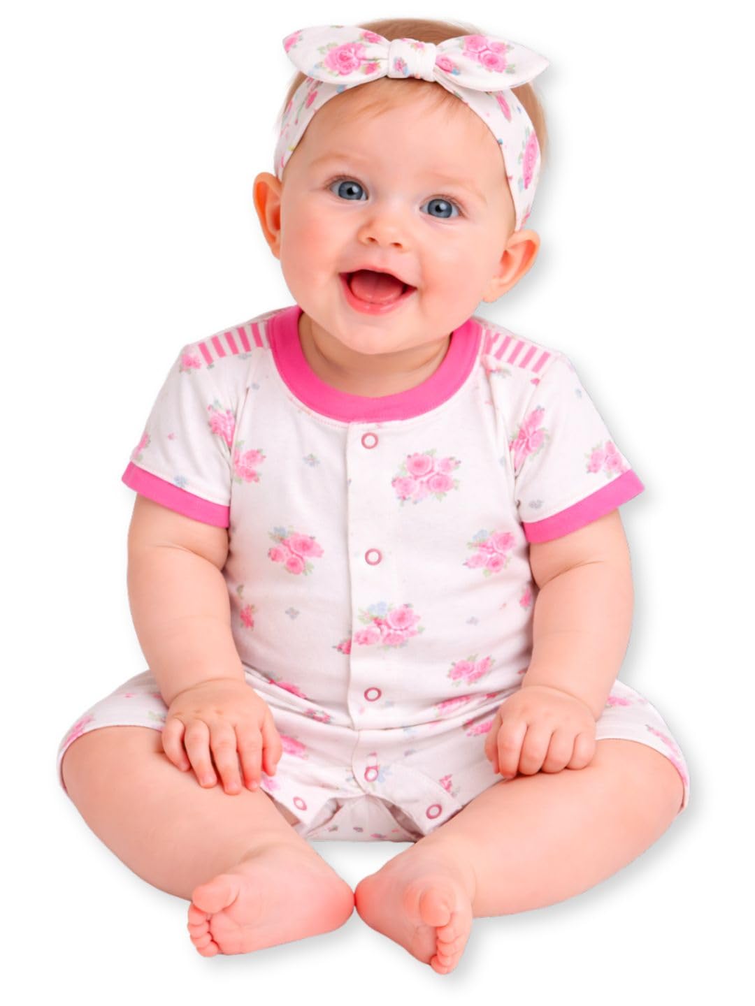 Tuddybuddy 100% Cotton Shorts Romper/Jumpsuit/Bodysuit Set For Baby (Pack Of 1 Playsuits  Rose  Snap Closure,03 Months)