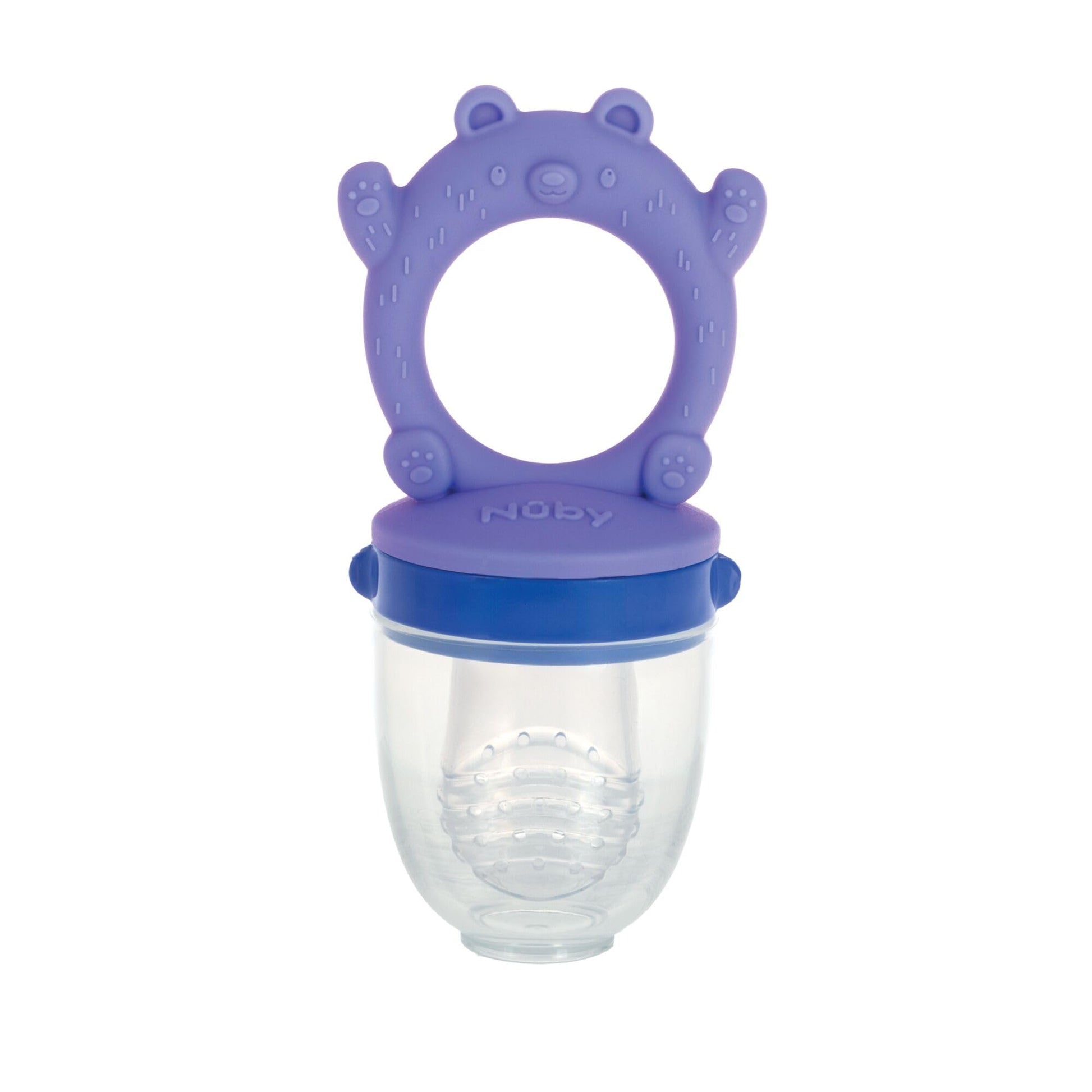 Nuby Silicone Nibbler Feeder for Kids - Soft Baby Feeding and Teething Toy - 10+ Months - Blue Bear