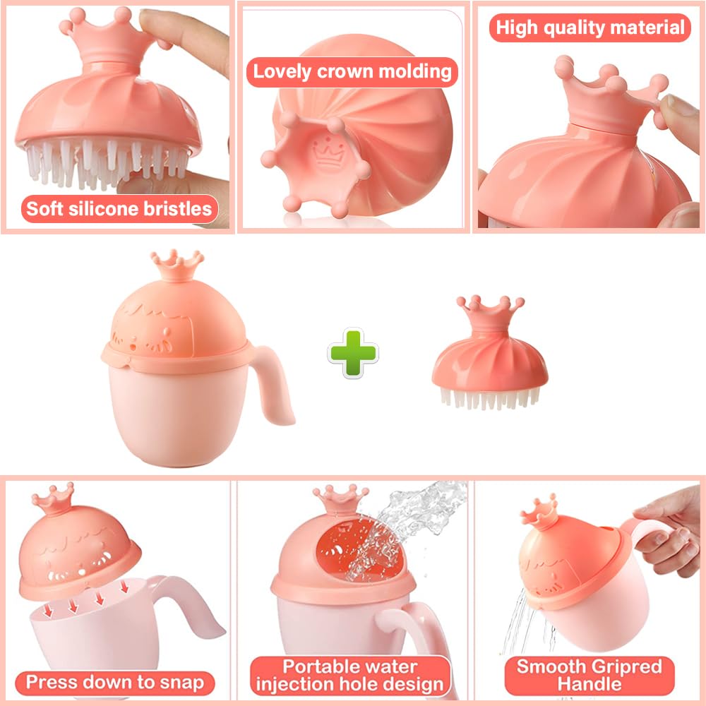 Baby Shower Cap Shield, Baby Bath Set Shower Cap/Water Cup/Massage Brush,Visor Hat For Eye And Ear Protection For 0-9 Years Old