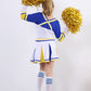 Lontakids Cheerleader Costume For Girls Cheerleading Uniform Dress Outfit With Stockings 2 Pom Poms (Blue, 160/11-12Years)