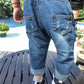 Kidscool Space Snap Leg/Crotch Mettal Buttons Reipped Denim Overalls,Blue,2-3 Years