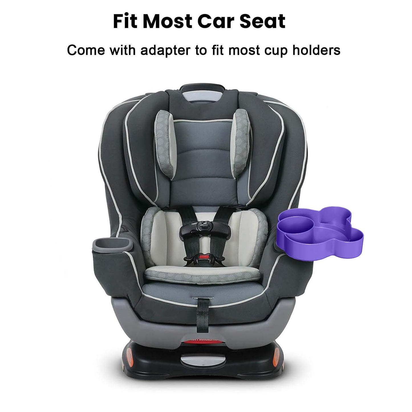Car Seat Tray - Convert Cup Holder To A Tray For Snacks, Toys, 360 Rotatable For Kids Travel, Booster, Stroller And Anywhere (Pu