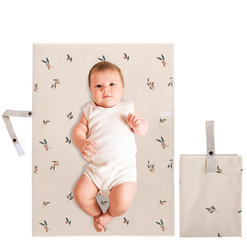 Vegan Leather Portable Changing Pad - Waterproof Compact Baby Changing Mat - Foldable Travel Diaper Changing Pad, Newborns (Oliv