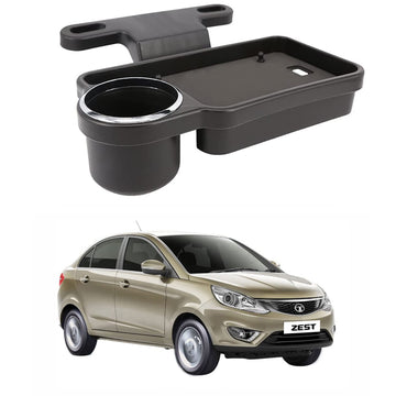 Oshotto (FT04) Foldable Car Auto Headrest Rear Back Seat Table Drink Food Cup Tray Holder Compatible with Tata Zest  Black