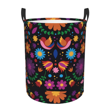 Pevtufa Colorful Floral2 Foldable Laundry Basket Organizer,Fabric Clothes Toy Storage Basket Nursery Hamper Storage Bin For Hous