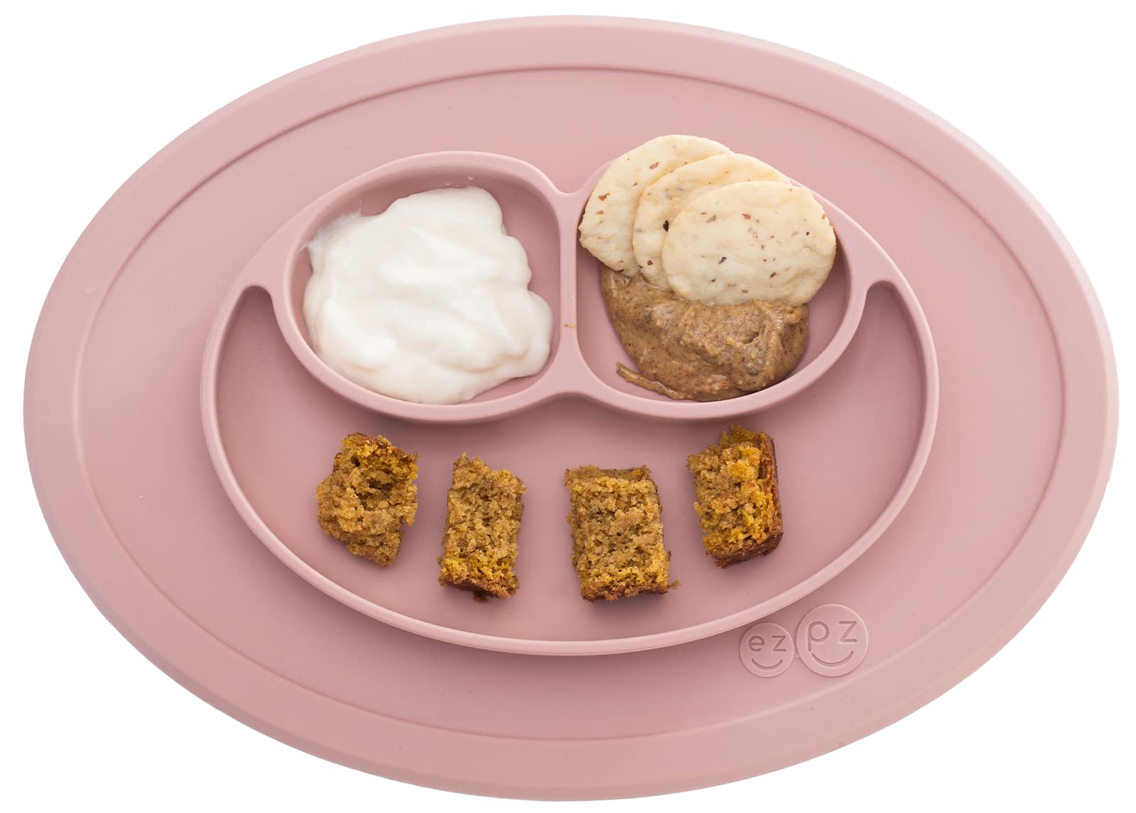Ezpz Mini Mat For 12 Months+ (Blush) - 100% Silicone Baby Plates With Suction And Built-In Placemat For Infants + Toddlers - Bab