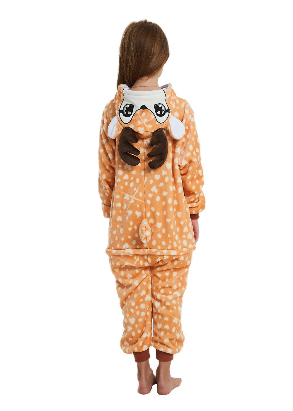Abenca Kids Deer Onesie Pajamas Christmas Halloween Animal Cosplay Sleepwear Costume (Deer, 11-12 Years)