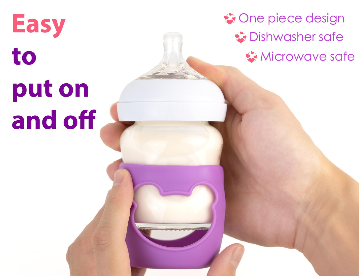 100% Silicone Baby Bottle Sleeves For Philips Avent Natural Glass Baby Bottles, Premium Food Grade Silicone Bottle Cover, Cute B