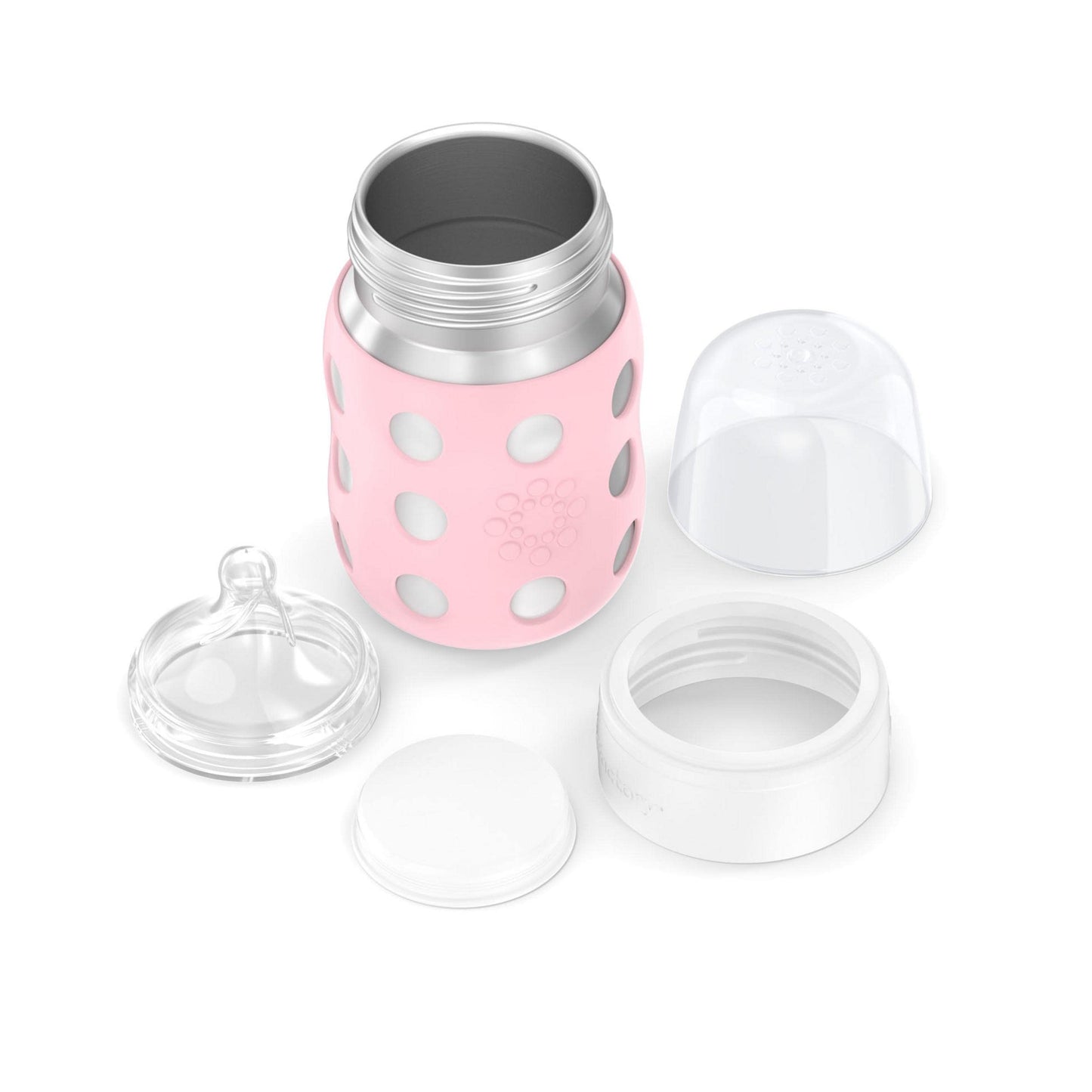 Lifefactory 8-Ounce Stainless-Steel Vacuum-Insulated Wide-Neck Baby Bottle With Stage 2 Nipple (3-6 Months) Desert Rose (Ls2211W