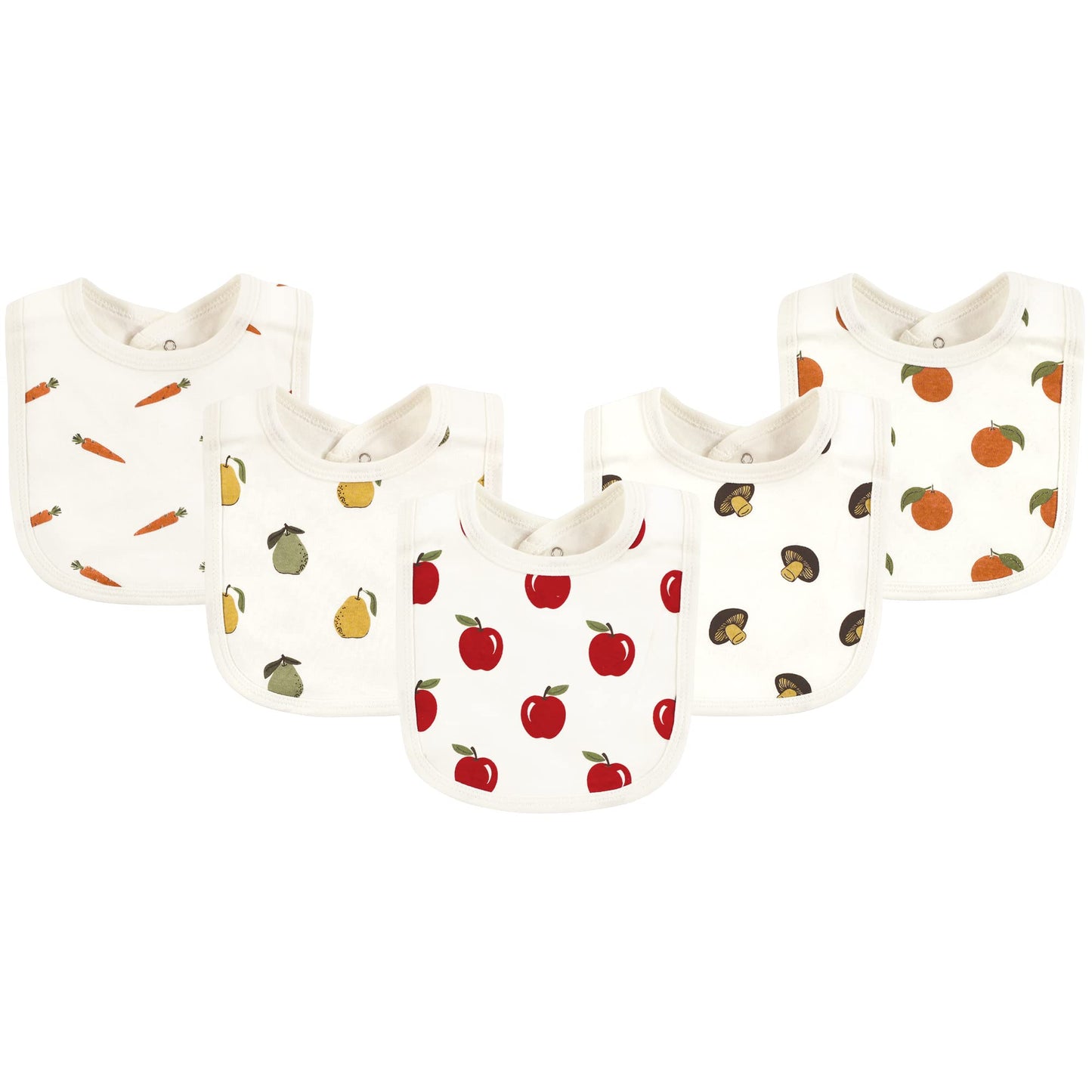 Touched By Nature Unisex Baby Organic Cotton Bibs, Fruits And Veggies, One Size