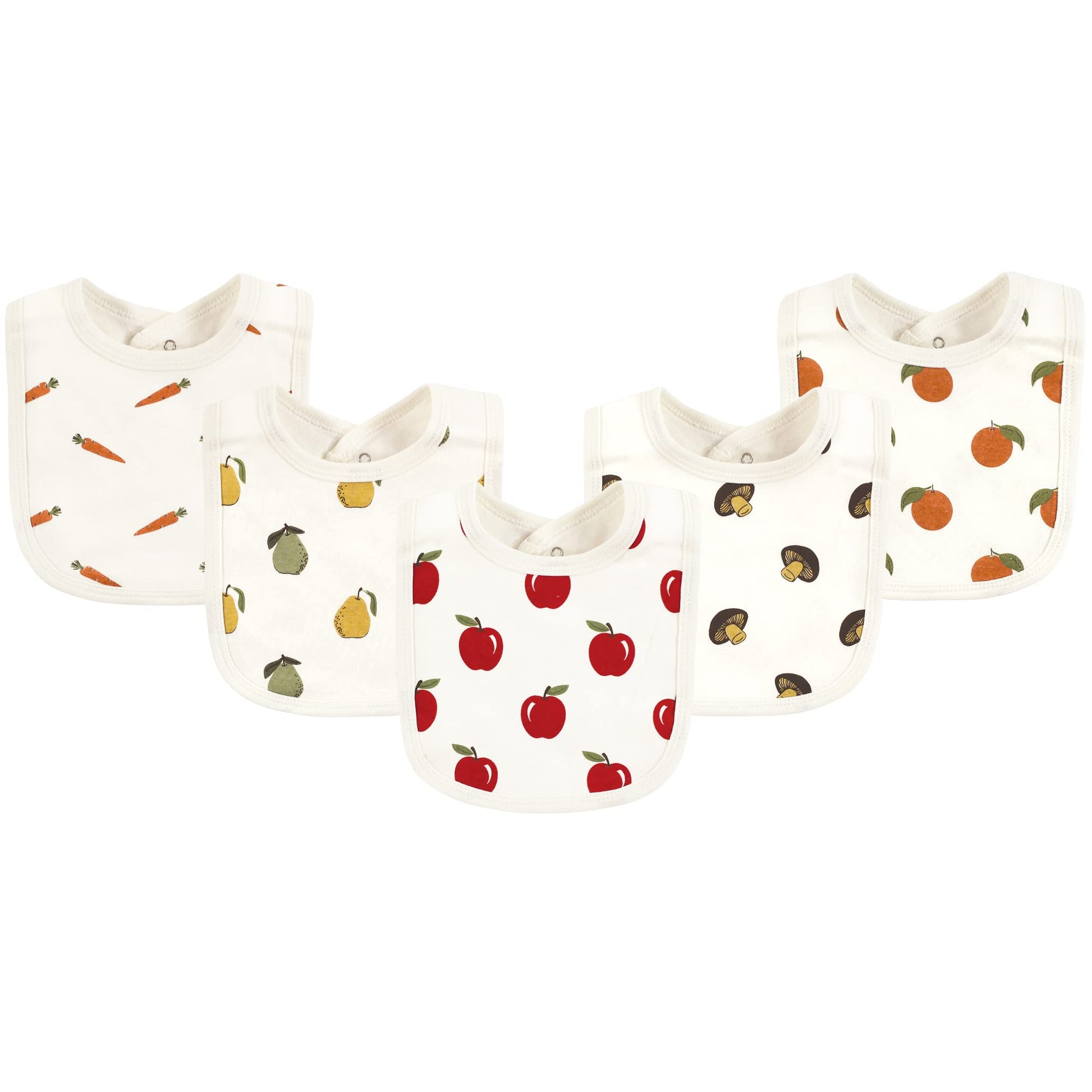 Touched By Nature Unisex Baby Organic Cotton Bibs, Fruits And Veggies, One Size