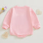 Kayotuas Baby Girl Valentines Outfit Pink Heart Embroidered Sweatshirt Romper Long Sleeve Bodysuit Jumpsuit Cute Fall Clothes (P